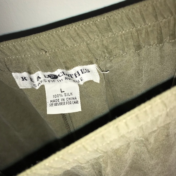 Saks Fifth Avenue Real Clothes 100% Silk Top & Slacks Set Size L See Desc/Measur - Picture 7 of 10